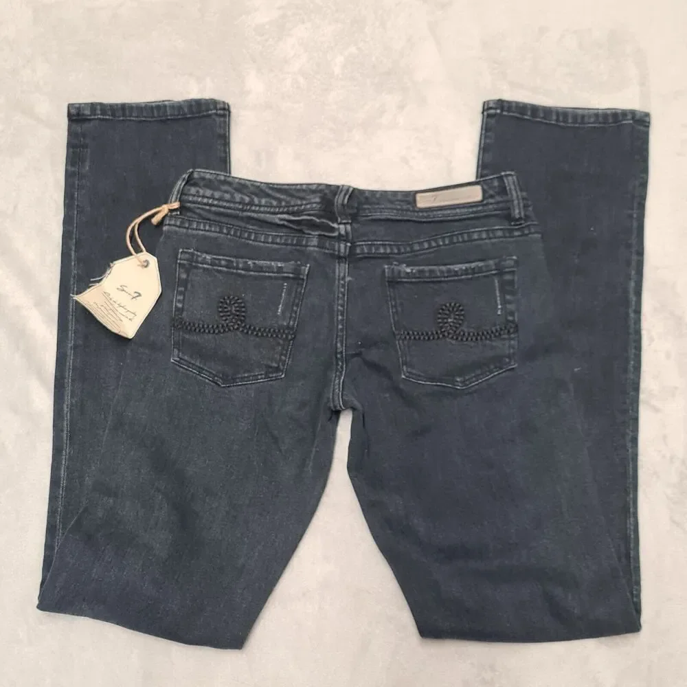 Seven7 Jeans Black Straight Leg Women's SZ 27 Low Rise - Picture 7 of 11